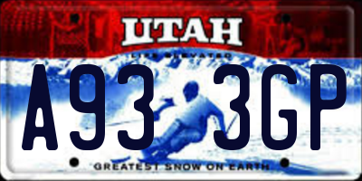 UT license plate A933GP