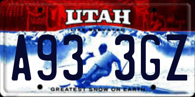 UT license plate A933GZ