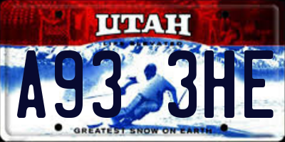 UT license plate A933HE