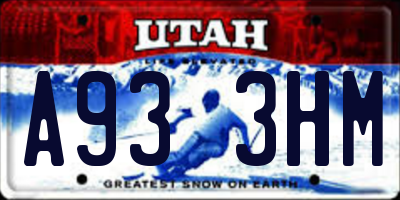 UT license plate A933HM