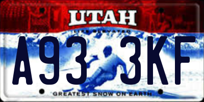 UT license plate A933KF