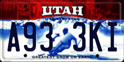 UT license plate A933KI