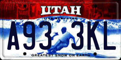 UT license plate A933KL