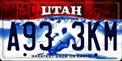 UT license plate A933KM