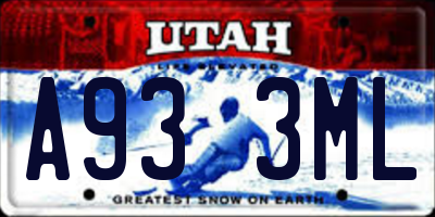 UT license plate A933ML