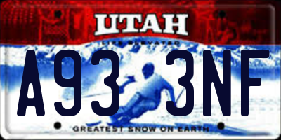 UT license plate A933NF