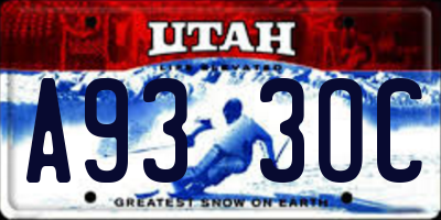 UT license plate A933OC