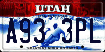 UT license plate A933PL