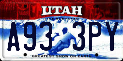 UT license plate A933PY