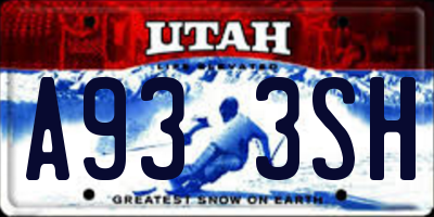 UT license plate A933SH