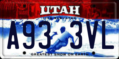 UT license plate A933VL