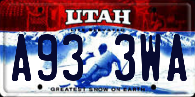 UT license plate A933WA