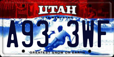UT license plate A933WF