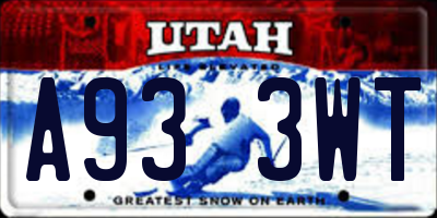 UT license plate A933WT