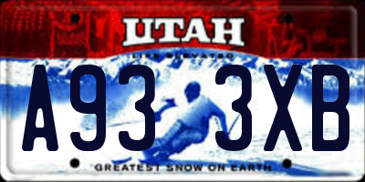 UT license plate A933XB