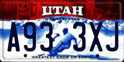 UT license plate A933XJ