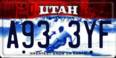 UT license plate A933YF