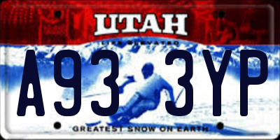 UT license plate A933YP