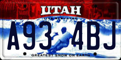 UT license plate A934BJ
