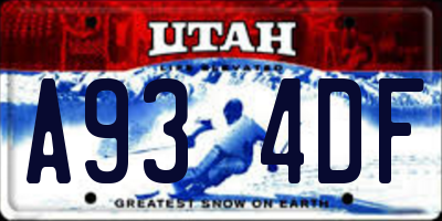 UT license plate A934DF