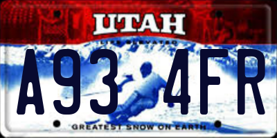 UT license plate A934FR