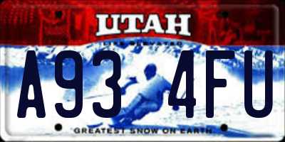 UT license plate A934FU