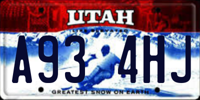 UT license plate A934HJ