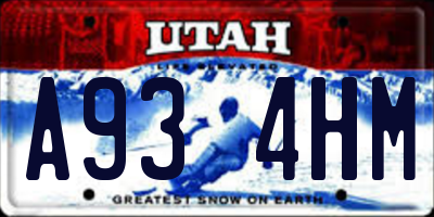 UT license plate A934HM