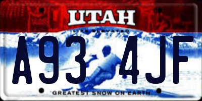UT license plate A934JF
