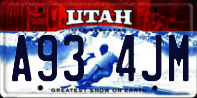 UT license plate A934JM