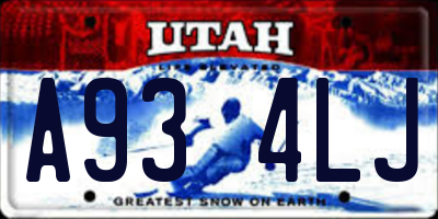 UT license plate A934LJ
