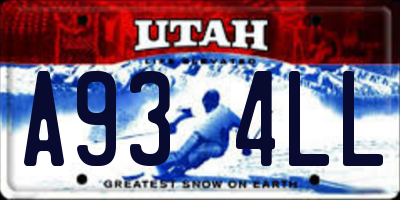UT license plate A934LL