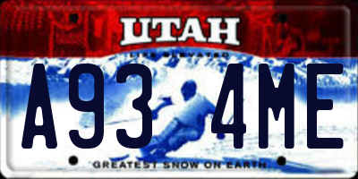 UT license plate A934ME