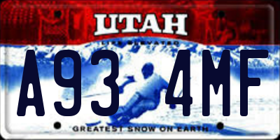 UT license plate A934MF