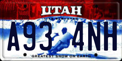 UT license plate A934NH