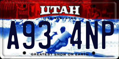 UT license plate A934NP