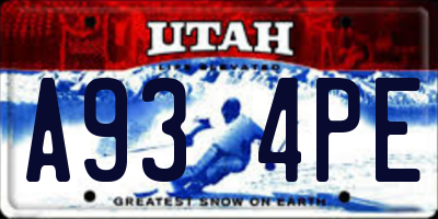 UT license plate A934PE