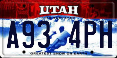 UT license plate A934PH