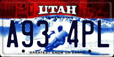 UT license plate A934PL