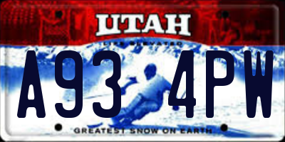 UT license plate A934PW