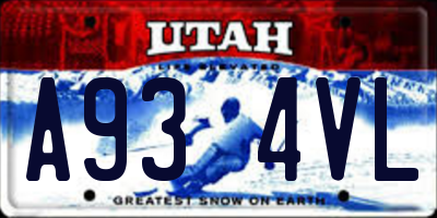 UT license plate A934VL