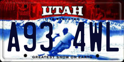 UT license plate A934WL