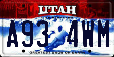 UT license plate A934WM