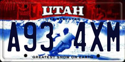 UT license plate A934XM