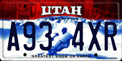 UT license plate A934XR