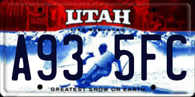 UT license plate A935FC