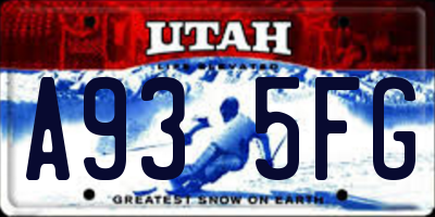 UT license plate A935FG