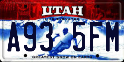 UT license plate A935FM