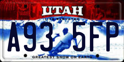 UT license plate A935FP