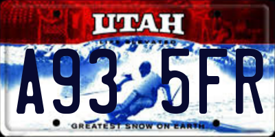 UT license plate A935FR